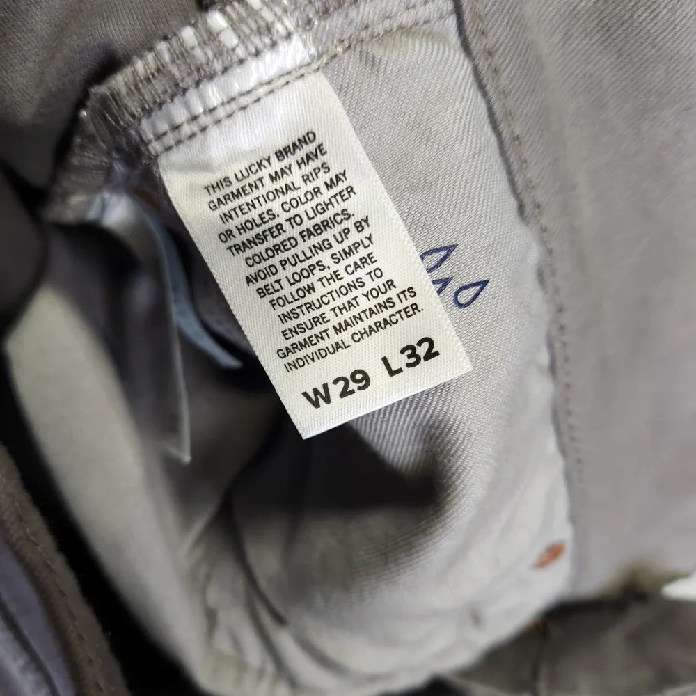 Lucky Brand Mens Slim Fit Pants Gray Taupe‎ 5-Pocket Twill Trousers W29 L32